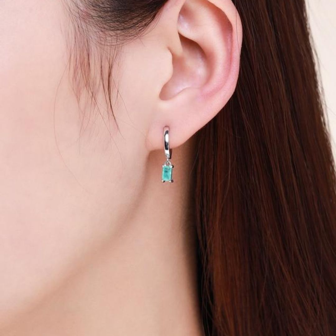 Pendientes de Plata de Aro con Colgante Turmalina Paraíba Azul