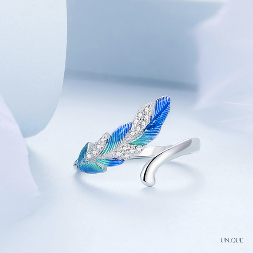 Conjunto Pendientes y Anillo Plumas de Pavo Real