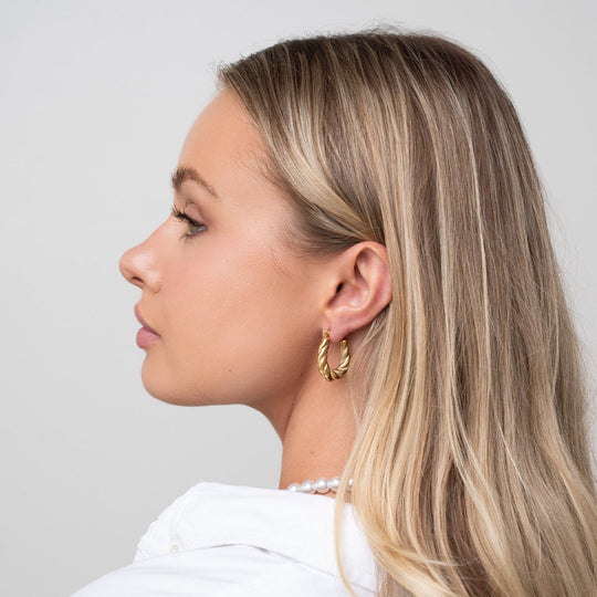 Pendientes de Aro Torcidos Chapados en Oro de 18K