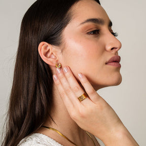 Pendientes con Piedras de Colores de Circonita Chapados en Oro de 18K