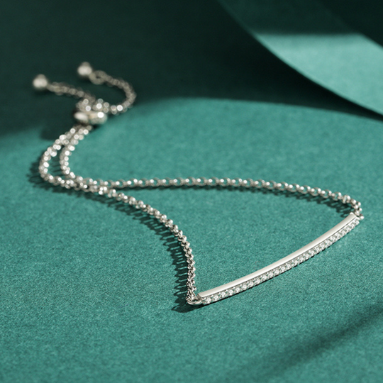 Pulsera de Circonita Cúbica Ajustable de Plata
