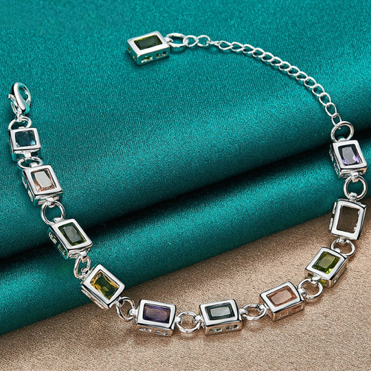 Pulsera de Cristales de Colores de Plata